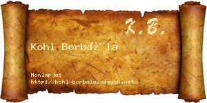Kohl Borbála névjegykártya